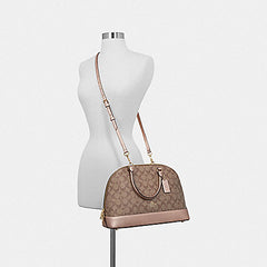 Coach F39517 Sierra Satchel In Signature Canvas Khaki Rosegold