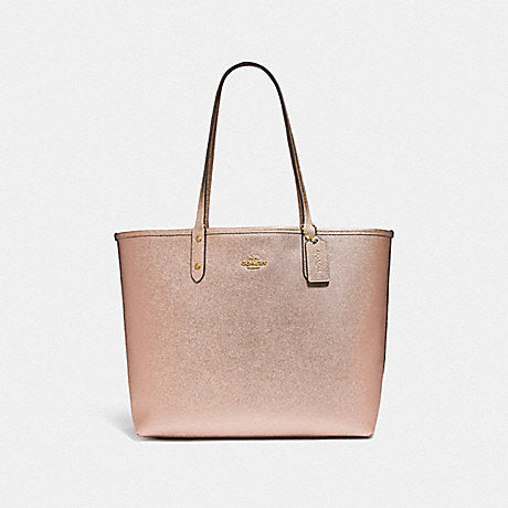 Coach F39518 Reversible City Tote In Signature Canvas Rosegold