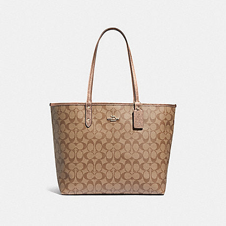 Coach F39518 Reversible City Tote In Signature Canvas Rosegold