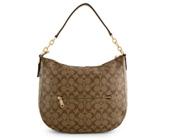 Coach F39527  Elle Hobo Signature Khaki Saddle