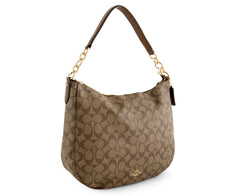 Coach F39527  Elle Hobo Signature Khaki Saddle