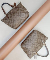 Coach F39589 Ava Tote In Signature Canvas Khaki Rosegold