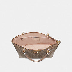 Coach F39589 Ava Tote In Signature Canvas Khaki Rosegold