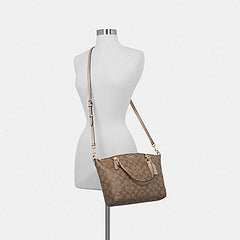 Coach F39590 Small Kelsey Satchel In Signature Canvas Khaki Rosegold