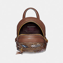 Coach F48642 Keith Haring Andi Backpack In Signature Canvas With Patches Khaki Multi