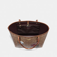 Coach F48728 Keith Haring Tote In Signature Canvas With Patches Khaki Multi