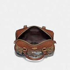 Coach F48729 Keith Haring Mini Bennet In Signature Canvas With Patches Khaki Multi