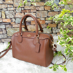 Coach F57521 Mini Bennett Satchel Crossgrain Dark Saddle Brown
