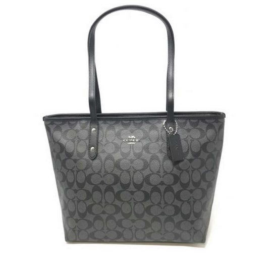 Coach F58292 Signature City Zip Tote Black Smoke