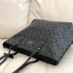 Coach F58292 Signature City Zip Tote Black Smoke