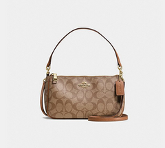 Coach F58321 Top Handle Pouch Crossbody Khaki Saddle