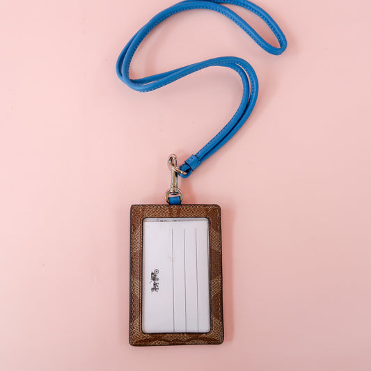 Coach_F63274_Lanyard_ID_Case_Outlet_Khaki_Bright_Blue_depan