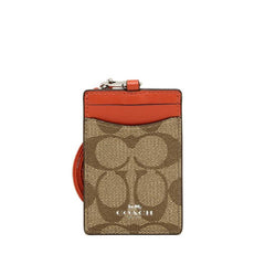 Coach_F63274_Lanyard_ID_Case_Outlet_Khaki_Orange_Red_depan