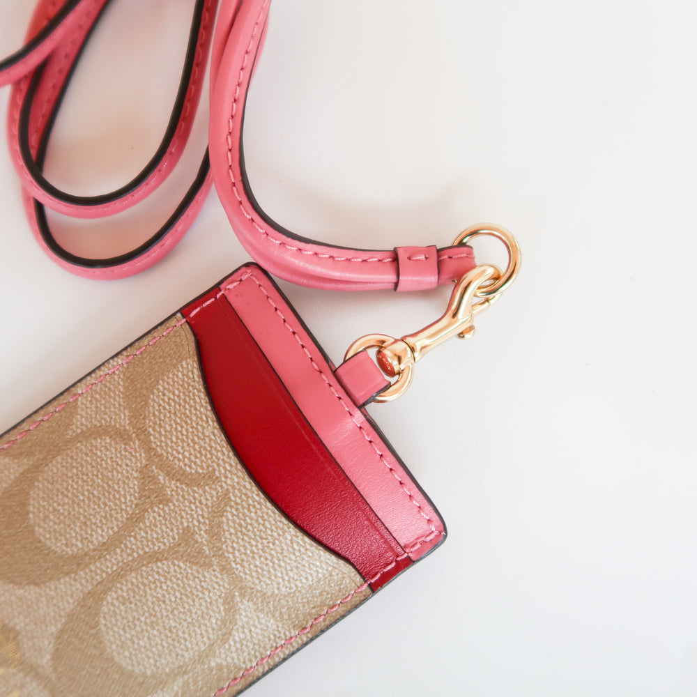 Coach_F63274_Lanyard_ID_Case_Outlet_Light_Khaki_Red_Pink_detail