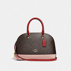 Coach F66894 Mini Sierra Satchel In Colorblock Signature Canvas Khaki Pink Multi