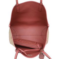 Coach F72844 Reversible City Tote In Signature Canvas With Lily Print Light Khaki Rose Petal