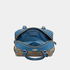 Coach F73067 Mini Bennett Satchel In Signature Canvas With Pac-man Ghosts Print Light Khaki Multi/gold