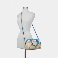 Coach F73067 Mini Bennett Satchel In Signature Canvas With Pac-man Ghosts Print Light Khaki Multi/gold