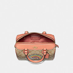 Coach F73122 Mini Bennett Satchel Signature Rainbow Motif Natural Light Coral