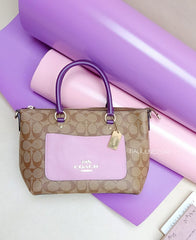 Coach F73220  Mini Emma Satchel Signature Canvas Khaki Tulip Multi