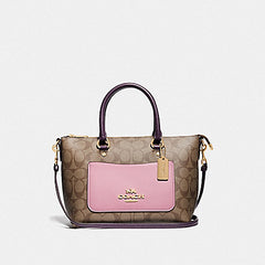 Coach F73220  Mini Emma Satchel Signature Canvas Khaki Tulip Multi