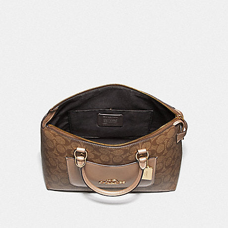 Coach F73287 Emma Large Satchel In Signature Canvas Gold khaki platinu Balilene