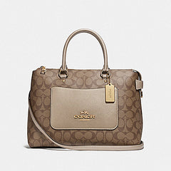 Coach F73287 Emma Large Satchel In Signature Canvas Gold/khaki/platinum