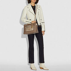 Coach F73287 Emma Large Satchel In Signature Canvas Gold/khaki/platinum