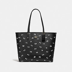 Coach F73325 Disney X Reversible City Tote In Signature Canvas And Snow White And The Seven Dwarfs Eyes Print Black Multi Khaki