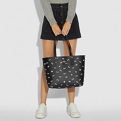 Coach F73325 Disney X Reversible City Tote In Signature Canvas And Snow White And The Seven Dwarfs Eyes Print Black Multi Khaki