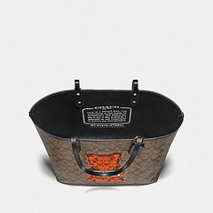 Coach F76651 Gummy Reversible City Tote In Signature Khaki Multi Black