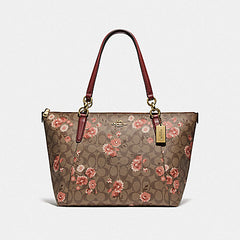 Coach F76677 Ava Tote Sig Prarie Khaki Coral Multi