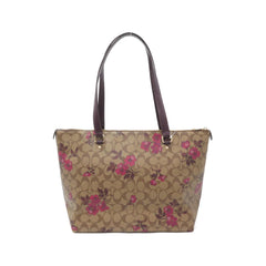 Coach F88876 Gallery Tote In Sig Canvas Victorial Floral Khaki Berry Multi