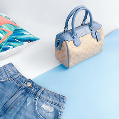 Coach F58313 Signature Mini Bennett In Light Khaki /pool