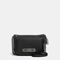 Coach 18858 swagger shoulder bag 20 glovetanned dark black oxblood