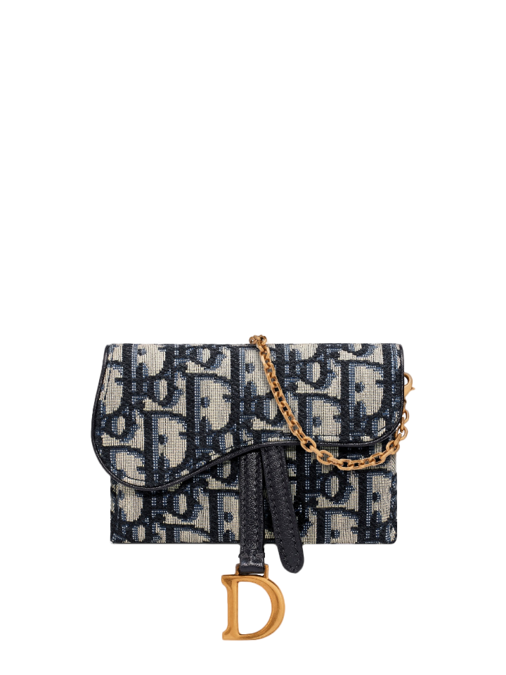 Dior S5654CTZQ Saddle Nano Pouch Blue Dior Oblique Jacquard Balilene