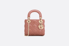 Dior Mini Lady Bag In Pink Lambskin