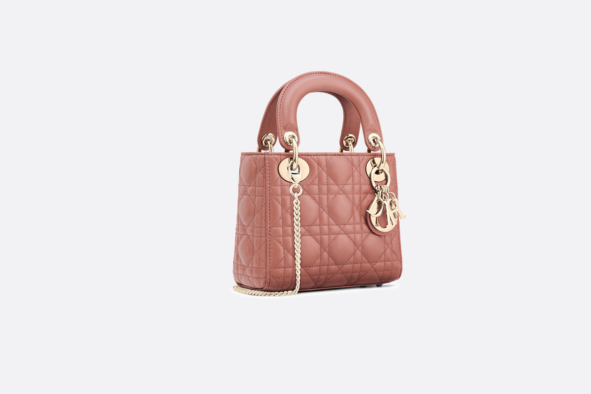 Dior Mini Lady Bag In Pink Lambskin Balilene
