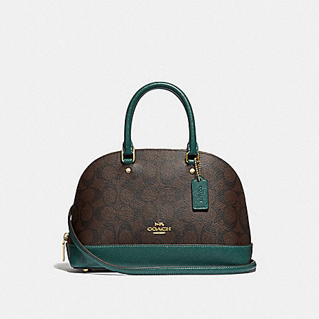 Coach F34290 Mini Sierra Satchel In Signature Brown Dark Turqoise