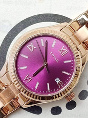 Fossil BQ3636 Rye Three-Hand Date Rose Gold-Tone Stainless Steel Watch