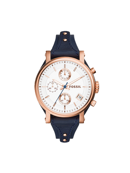 Fossil ES3838 Original Boyfriend Chronograph Navy Leather Watch