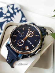 Fossil ES4113 Original Boyfriend Chronograph Blue Leather Watch