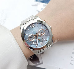 Fossil Es3880 Perfect Boyfriend Gray Mother Of Pearl Dial Ladies Watch