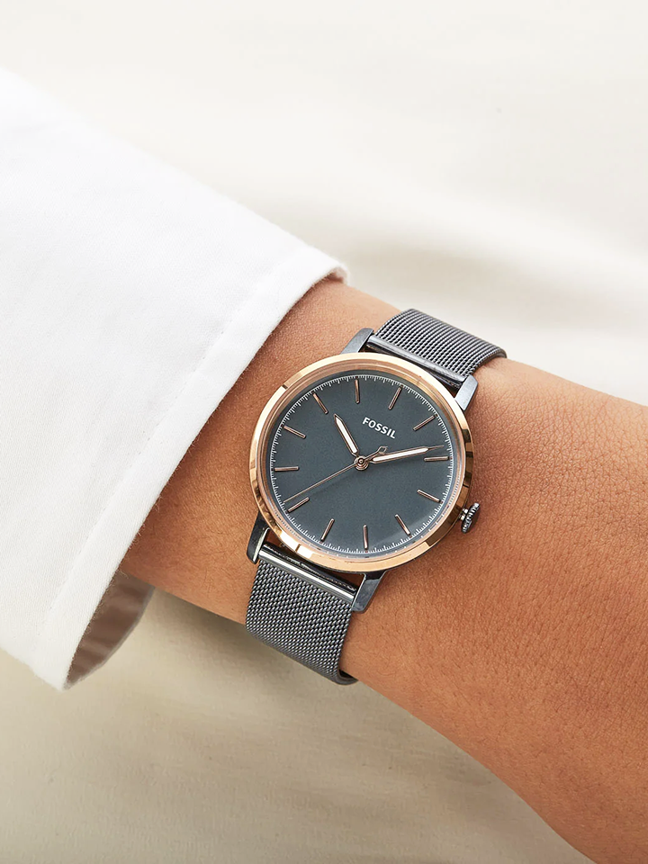Fossil tailor multifunction navy 2025 leather watch