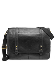 Fossil SBG1130001 Travis Messenger Black Leather Bag
