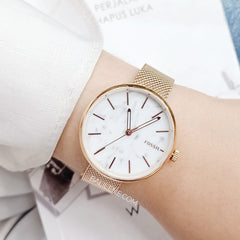 Fossil BQ3491 Hutton Three-hand Rose Gold Tone Stainless Steel Watch