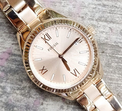 Fossil BQ3639 Rye Three-Hand Date Rose Gold-Tone Stainless Steel Watch