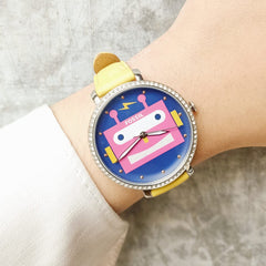 Fossil ES4091 Jacqueline Robot Leather Yellow Watch