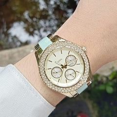 Fossil Es4757 Stella Multifunction Two Tone Stainless Steel And Acetate Watch