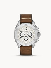 Fossil FS4929 Chronograph Stainless Watch Brown Leather Strap